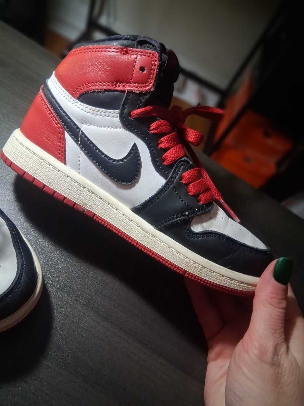 Kids Size 13 - Nike High-Top Sneaker in White, Black & Red